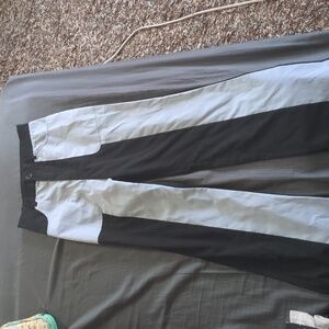 Black and blue straight leg pants